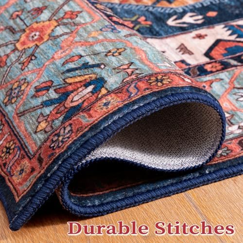 SERISSA 5x7 Washable Non Slip Boho Area Rug for Living Room,Rust