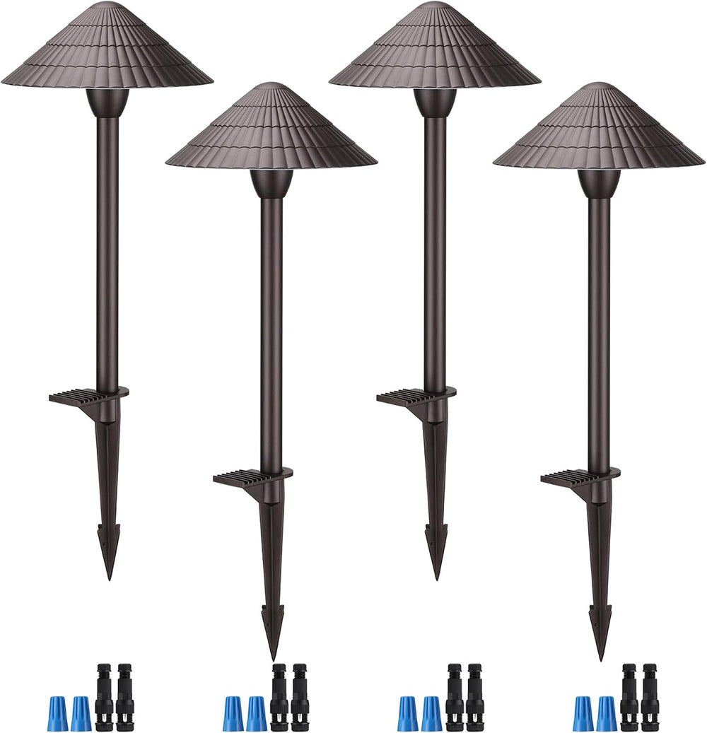 LEONLITE 4-Pack 5CCT LED Low Voltage Landscape Path Lights, 12-24V AC/DC