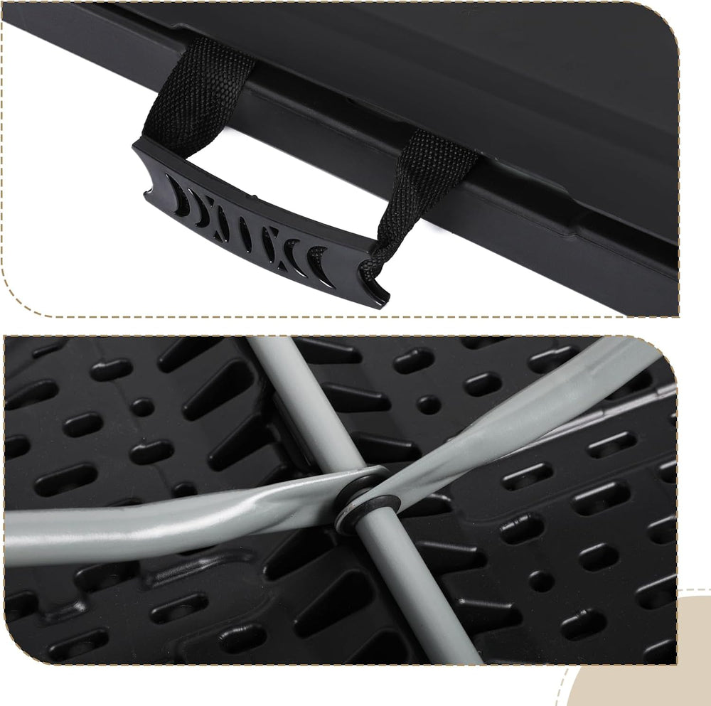 Athena Collection 4ft Folding Table Plastic Fold-in-Half Table, Black