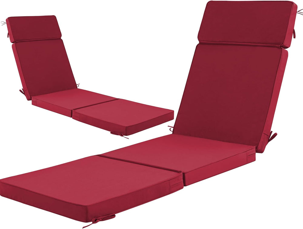 80 x 26 Inch Outdoor Chaise Lounge Cushions Set of 2 - Removable Cover, 4-Sec...