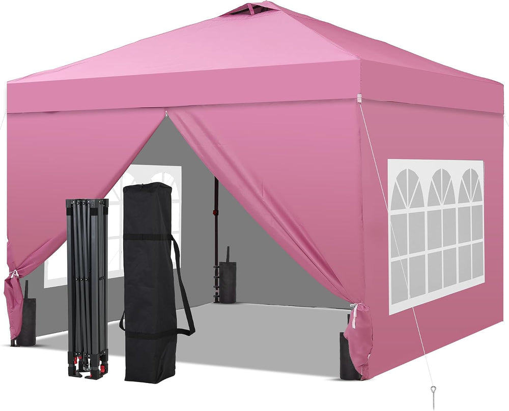 GDY 10x10FT Pop-Up Canopy Tent — with 4-Side Walls & Vented Top, Portable...