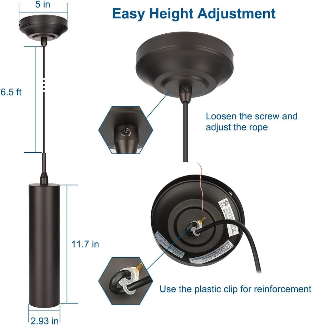 DAKASON Black Pendant Light, LED Modern Pendant Light Fixture for Kitchen Isl...