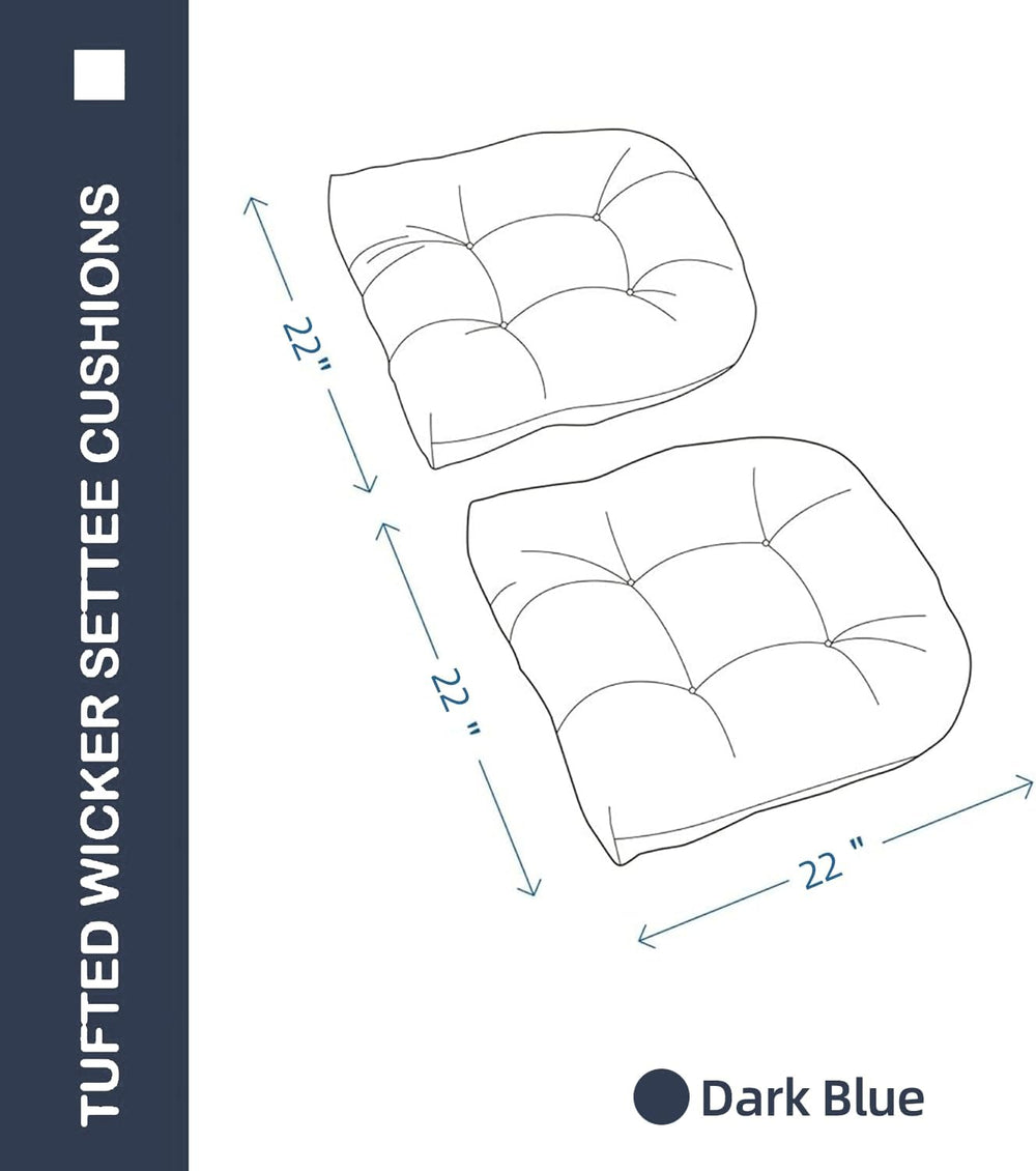 Outdoor Chair Cushions 22x22x4 Inch Set of 2, Dark Blue