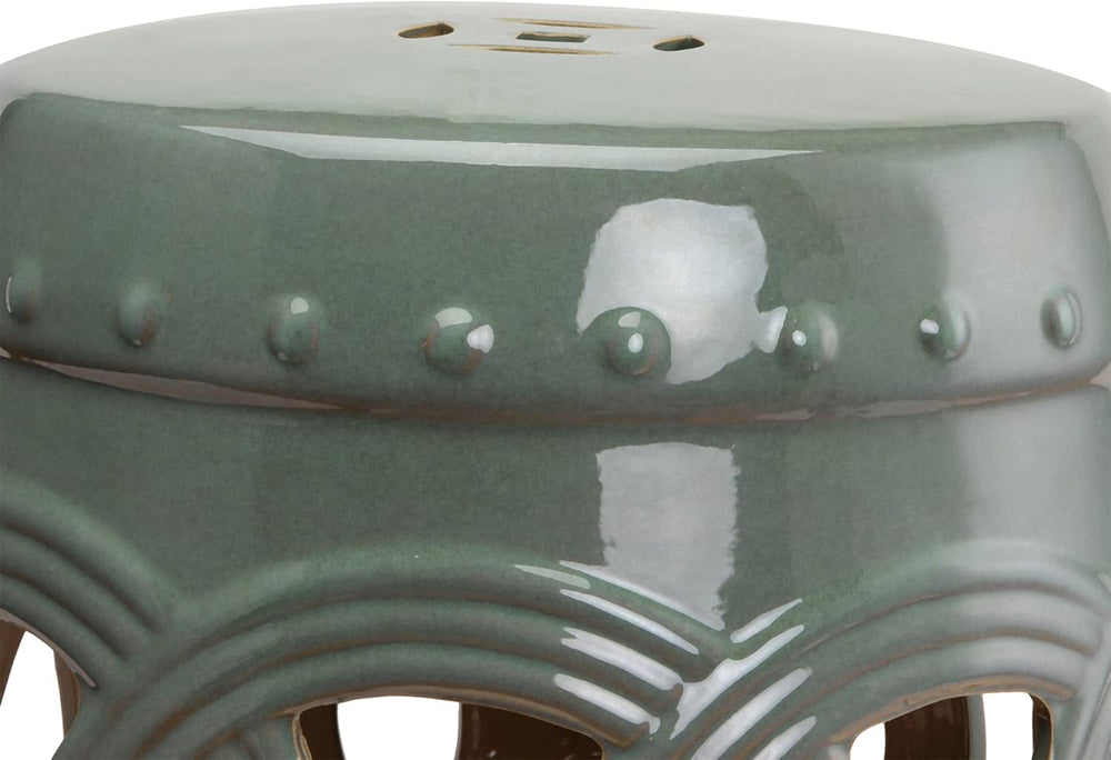 Knocbel Decorative Ceramic Garden Stool, Woven Lattice Design Side Table End ...