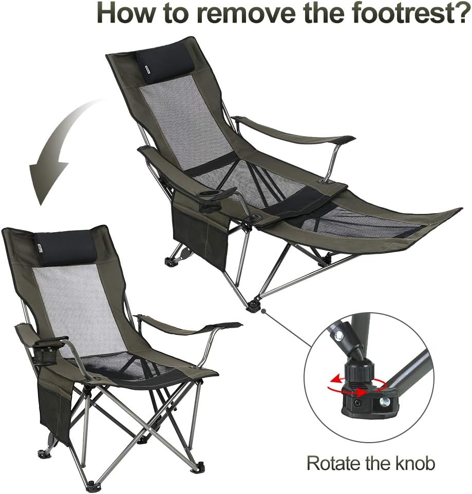 OUTDOOR LIVING SUNTIME Camping Folding Portable Mesh Chair with Removabel Foo...