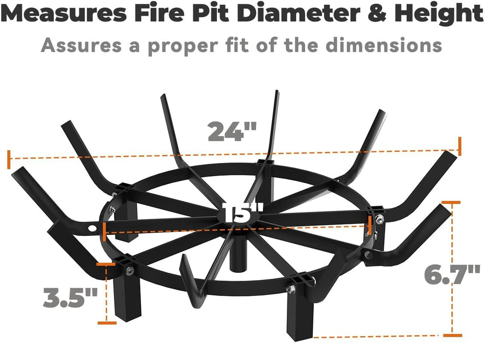 Mondazie Round Fire Pit Grill Grate 24 Inch, Fireplace Grate with 10 Bars