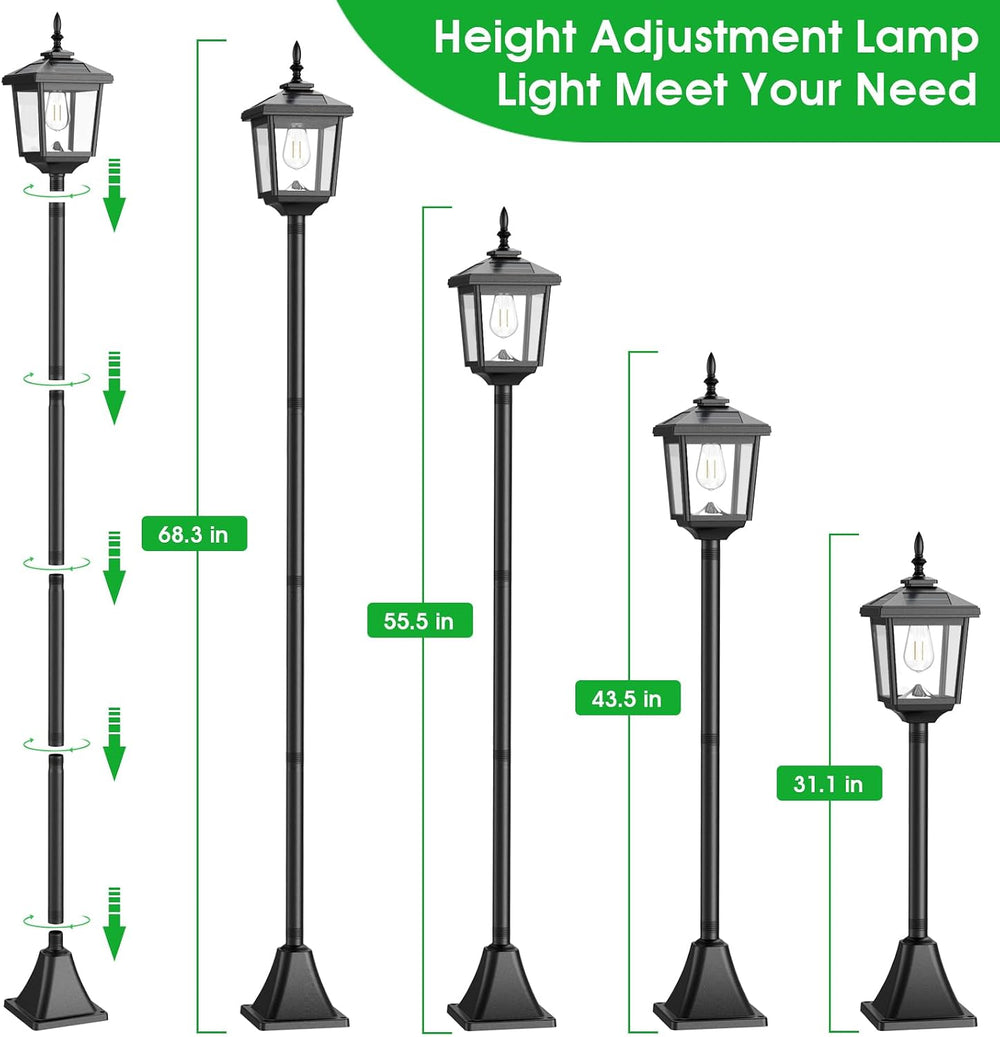 68" Solar Lamp Post Lights Outdoor,2-Pack 6000K Dusk to Dawn Solar Light...
