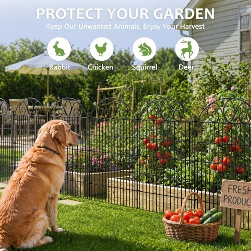 No Dig Garden Fence Outdoor for Yard, 10 Panels with Gate