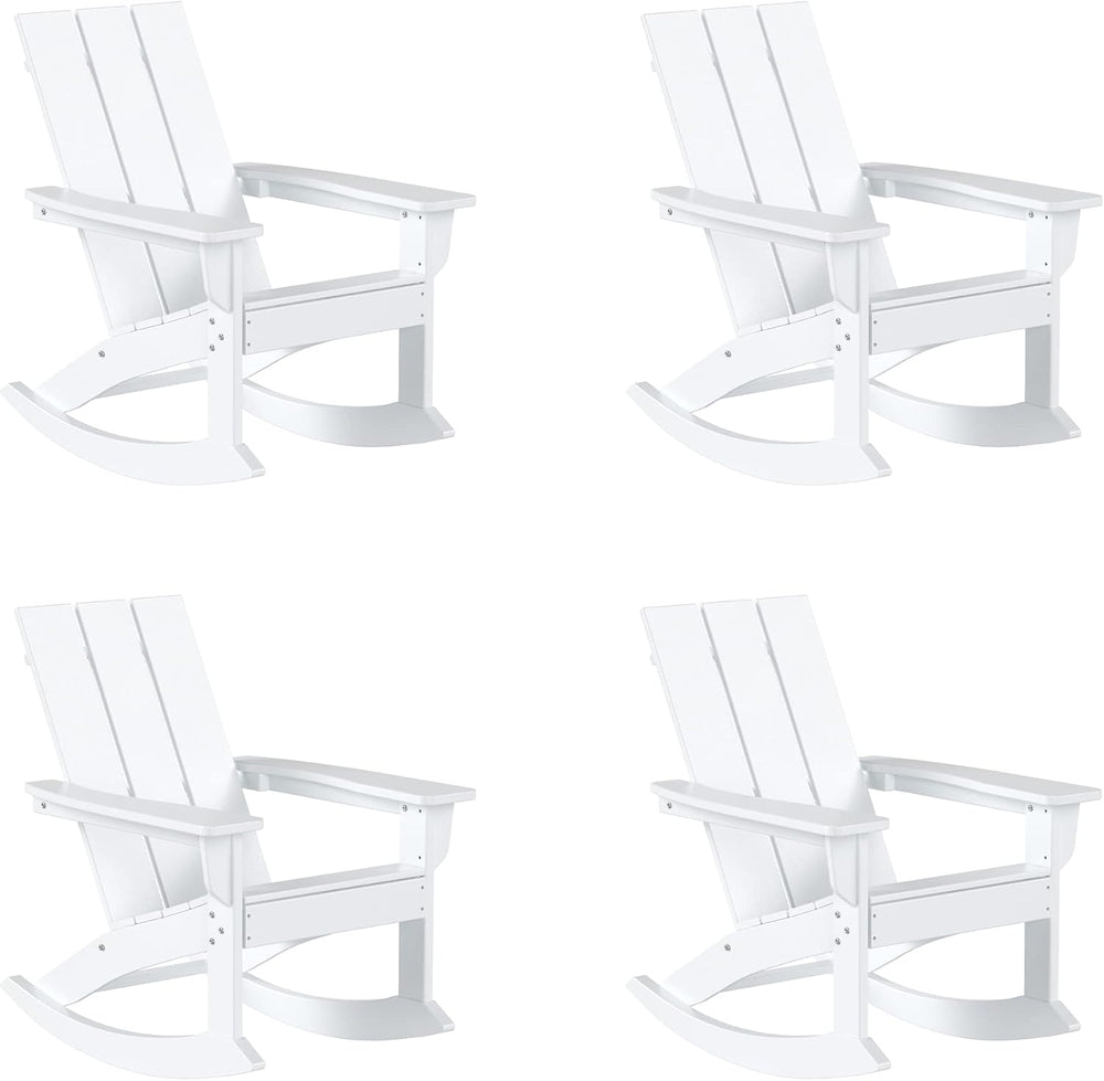 WestinTrends Ashore Patio Rocking Chairs Set of 4, All Weather Poly Lumber Pl...