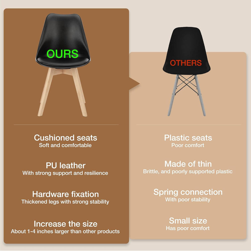 OLIXIS Dining Chairs Set of 8, Kitchen Chairs Wood Legs and PU Leather