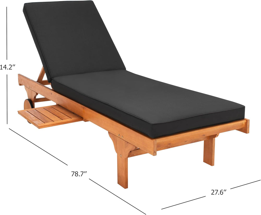 SAFAVIEH Outdoor Newport Chaise Lounge Chair, Natural & Black PAT7022X