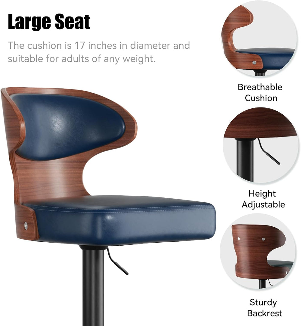 Swivel Bar Stools Set of 4,Adjustable Height Bentwood Barstools