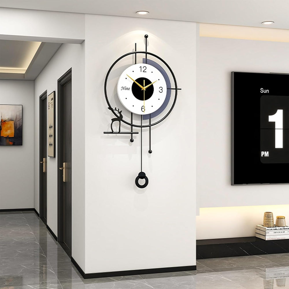 25" Modern Pendulum Wall Clock – Silent Non-Ticking Battery Design