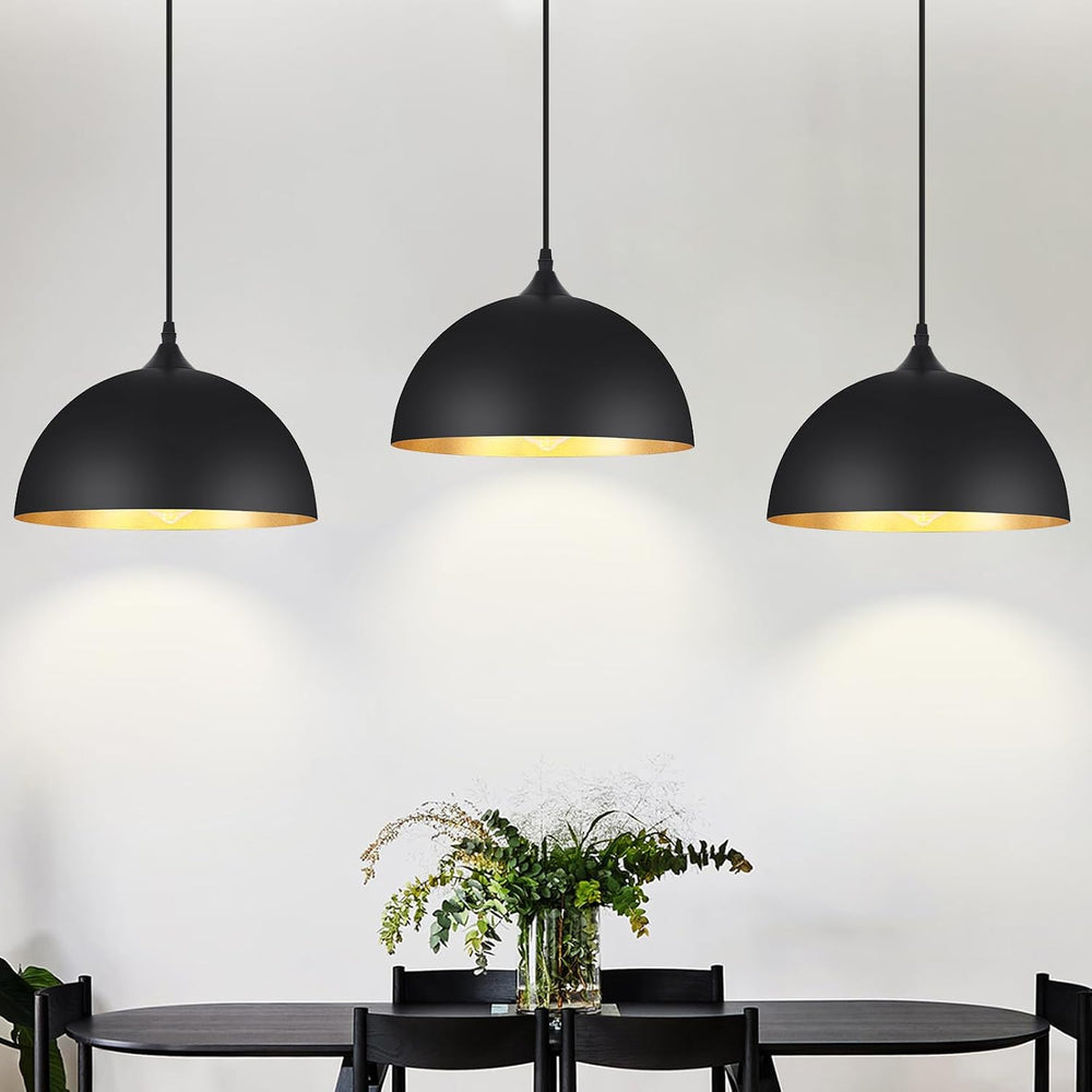 3 Pack Black Pendant Lights Kitchen Island, 11.8'' Modern Dome Pendan...