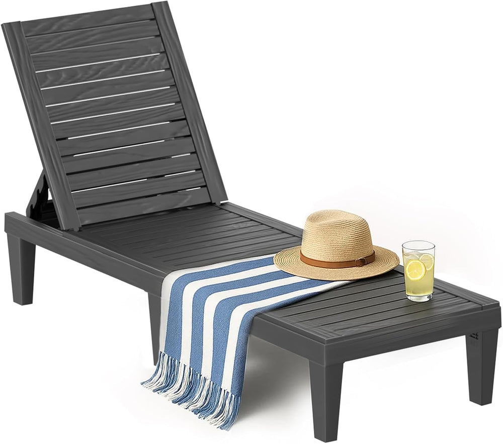 EasyUp Resin Chaise Lounge Chairs with 5-Position Backrest, UV & Fade-Res...