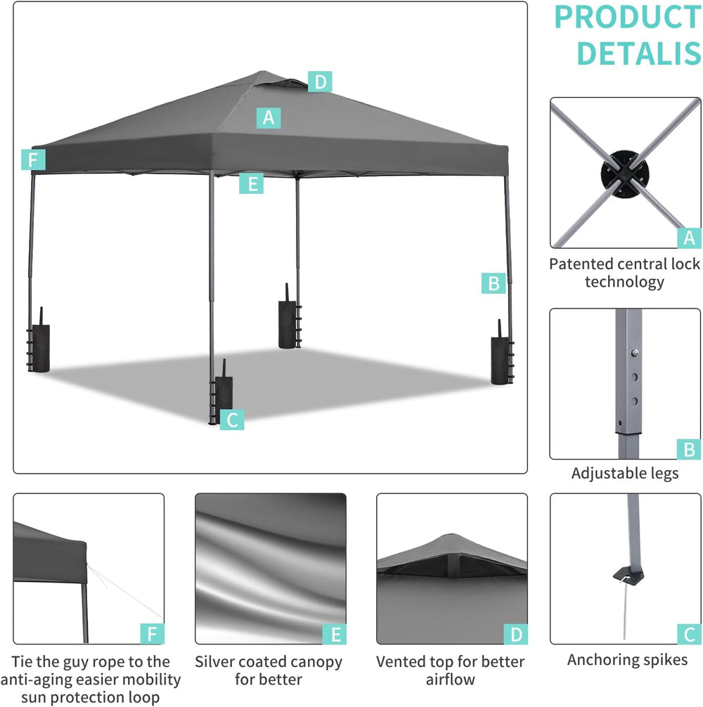 GDY 10x10 Pop Up Canopy Tent, Outdoor Canopy, Patio Tent,Commercial Instant G...