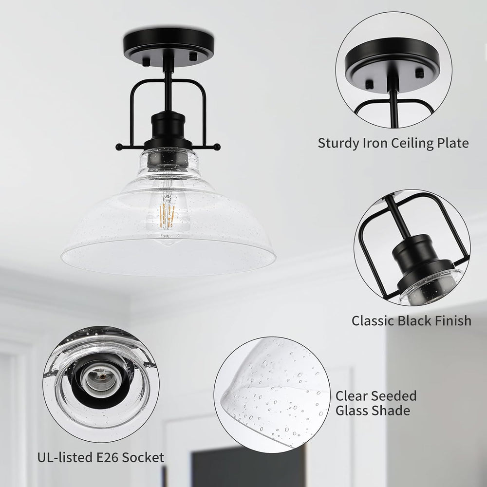 WILON Black Semi Flush Mount Ceiling Lights, Kitchen Lighting Fixtures with S...