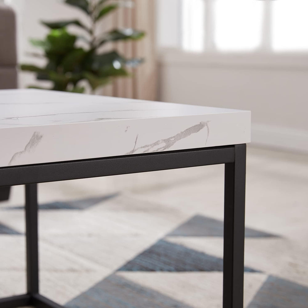 CENSI 47-Inch White Marble Coffee Table/Center Table, Large Size
