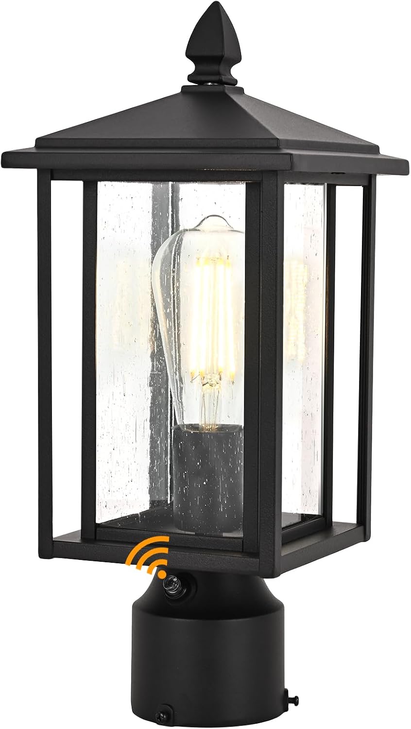 Outdoor Dusk to Dawn Post Light Fixture with Glass, Aluminum Light Post Lamps...