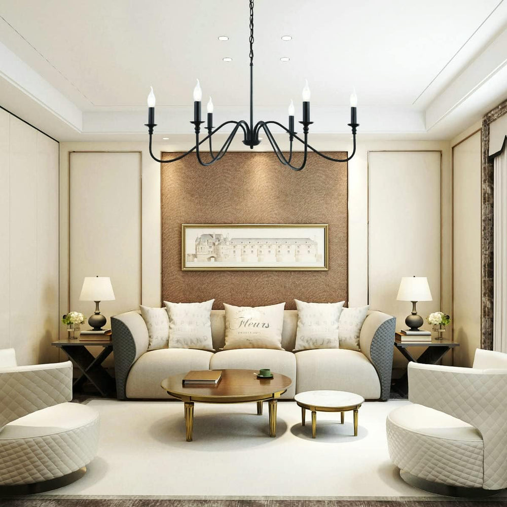 Miluolan Black Chandelier, 6-Light Farmhouse Chandelier for Dining Room