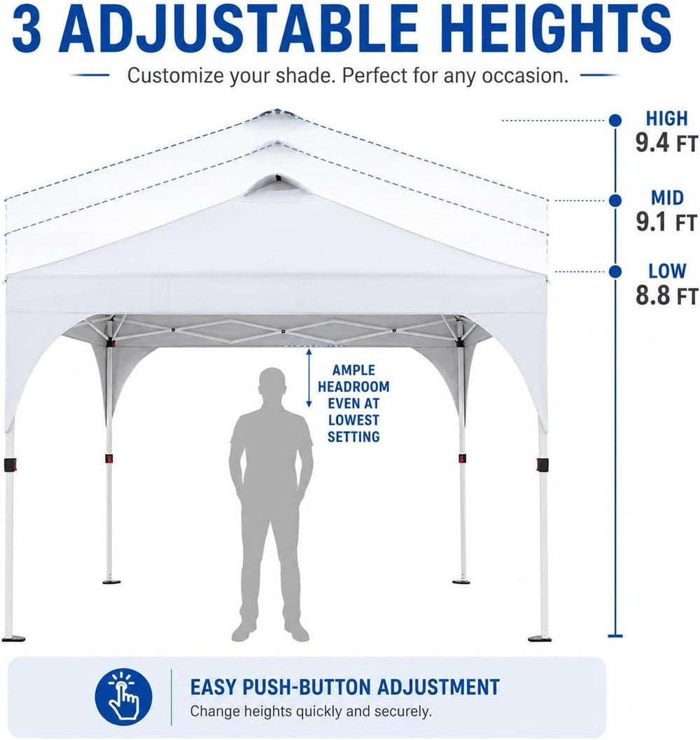 Yaheetech 10x10ft Pop Up Canopy Tent Built-in Solar LED Lights UPF 50+, Wht