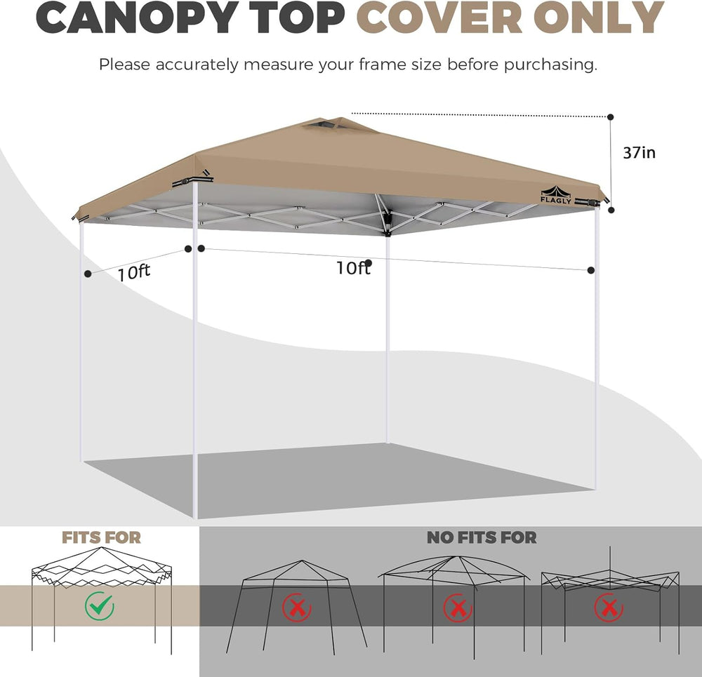 10x10ft Replacement Canopy Top with Air Vent, Waterproof & UV Protection ...