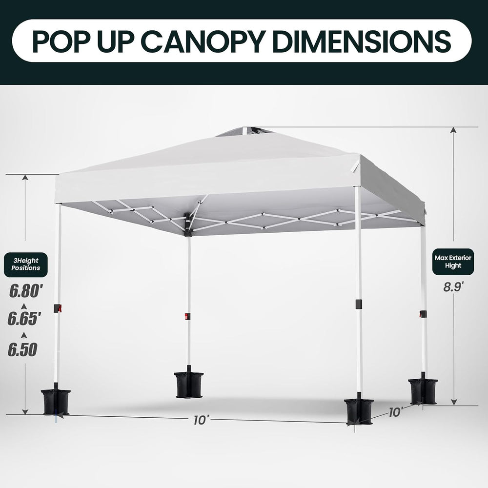 Shades 10x10 Pop Up Canopy with One Push Setup,Heavy Duty Beach Tent with Whe...
