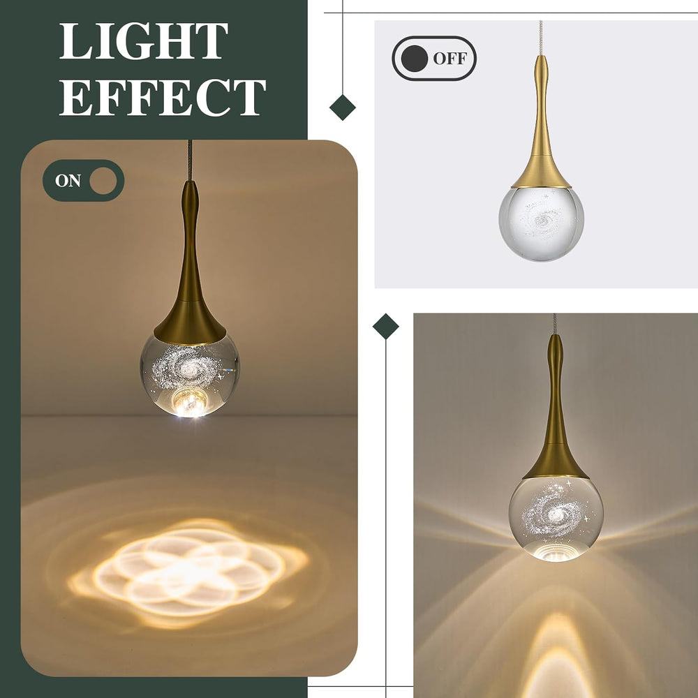 LED Pendant Light Kitchen Island Milky Way Crystal Pendant Lights Dimmable Go...