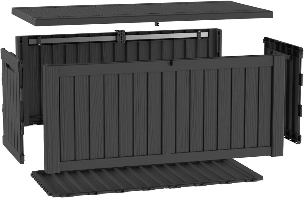 LAUSAINT HOME 210 Gallon Resin Deck Box, Package Delivery Box with Lockable L...