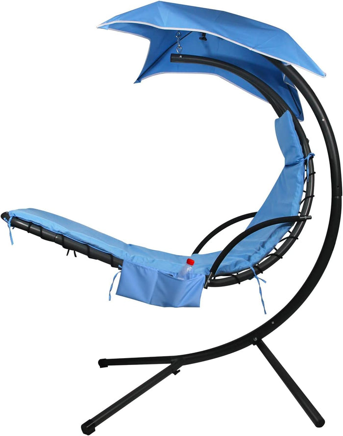 MICTONY Outdoor Hanging Lounge Chair Replacement Cushion Cover and Umbrella Fabric, Made for Patio Curved Chaise Hammock Floating Swing Chair Pads, Waterproof Soft Fabric (Cushion Not Included), Blue
