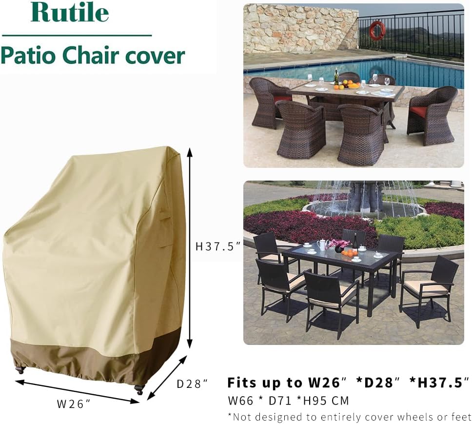 Rutile Patio Chair Cover Outdoor Furniture Covers Waterproof Fits up to 26W x...