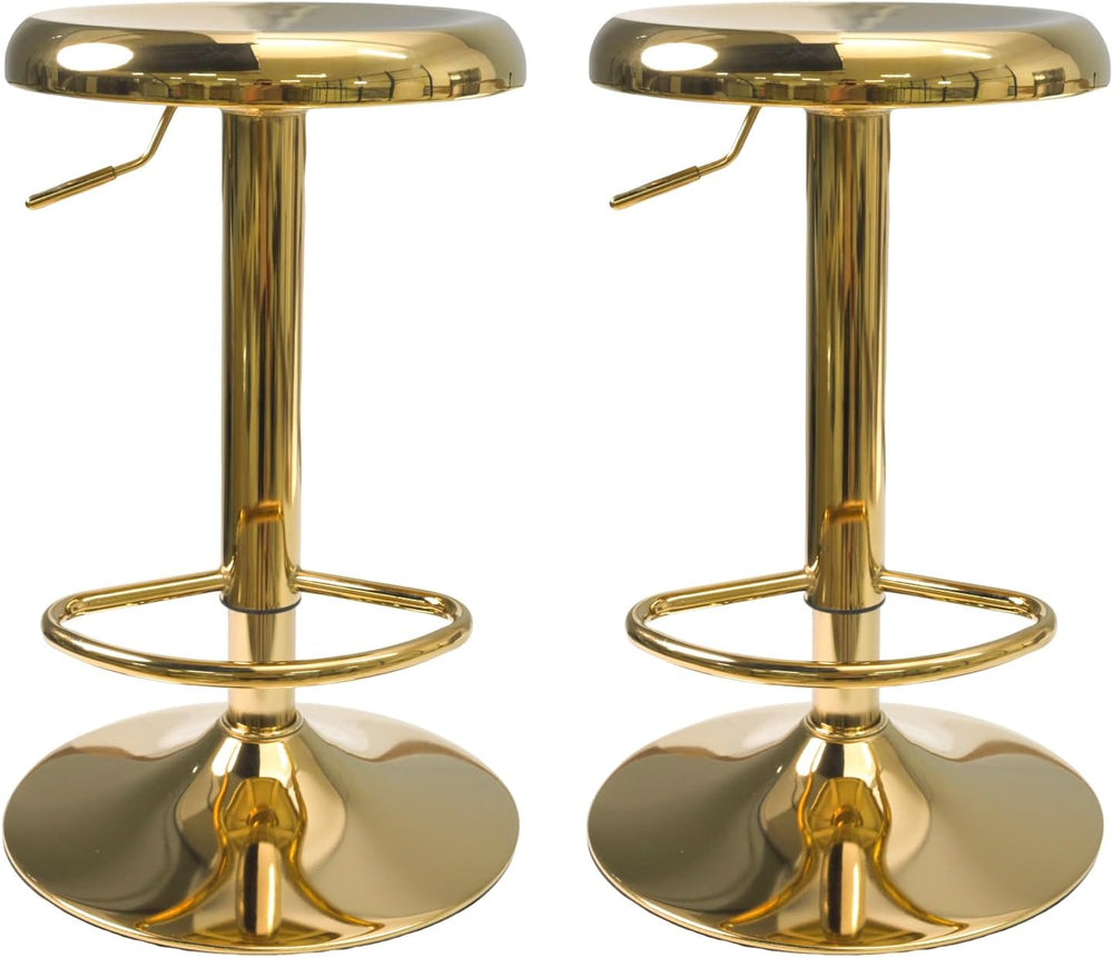 Adjustable Bar Stools Set of 2, Backless Swivel Round Counter & Bar Heigh...