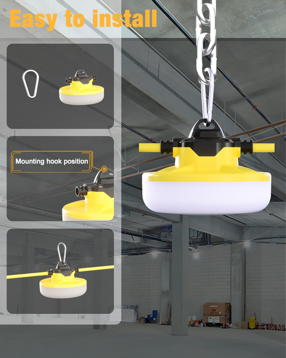 LED Construction String Light 100FT, 130W 16000Lm Industrial LED String Work ...
