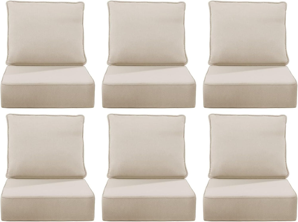 6" Thick Outdoor Chair Cushions, 24 x24 Inch Patio Furniture Cushions Se...