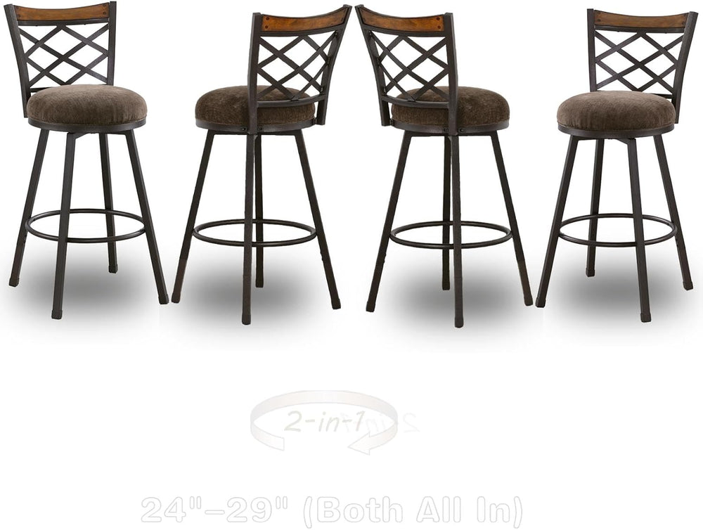Set of 4 Farmhouse Swivel Bar Stools with Backs, Adjustable 25"/30"...