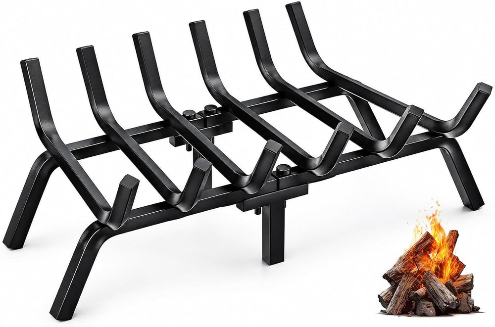 FEED GARDEN 24 Inch Fireplace Grate, 1/2" Solid Steel Log Holder