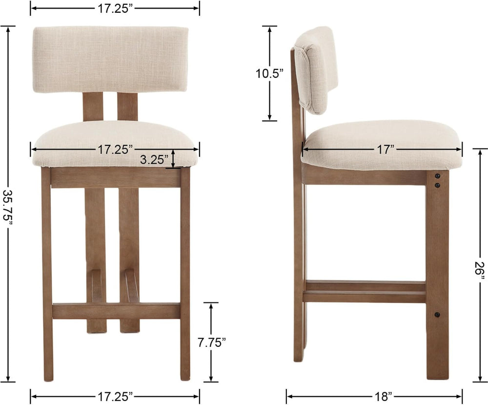 chairus Farmhouse Bar Stools Set of 4 Modern 26” Counter Height Bar Stools wi...