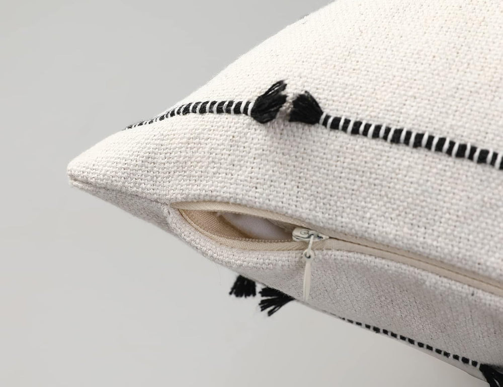 NUYECY Set of 2 Boho Throw Pillow Covers 30x30,Black Off White Neutral Couch ...