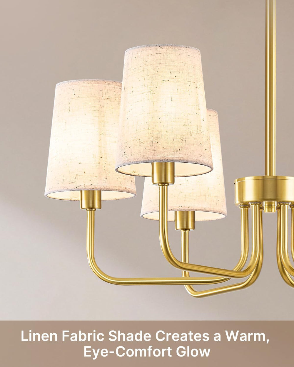Yunnix 6-Light Gold Chandelier for Dining Room, No Assembly Modern Chandelier...