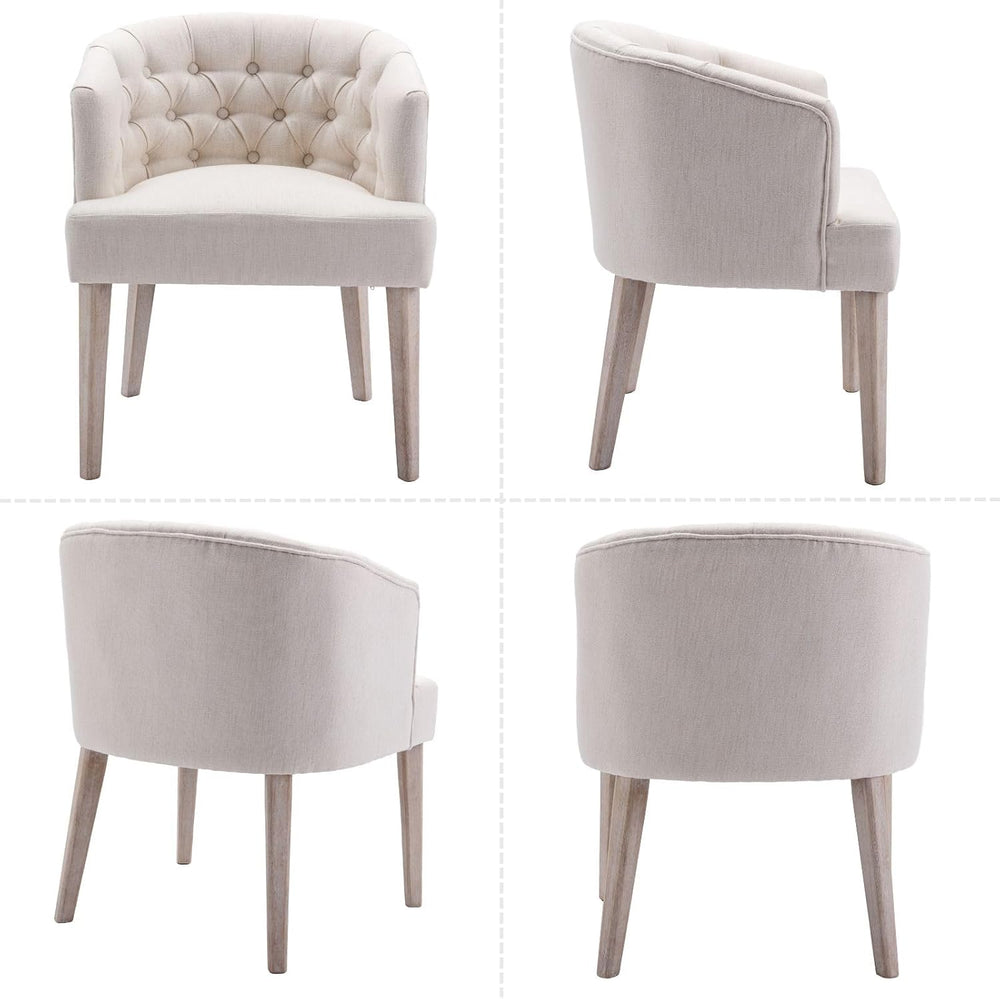 DUOMAY Modern Tufted Linen Dining Chairs Set of 4, White