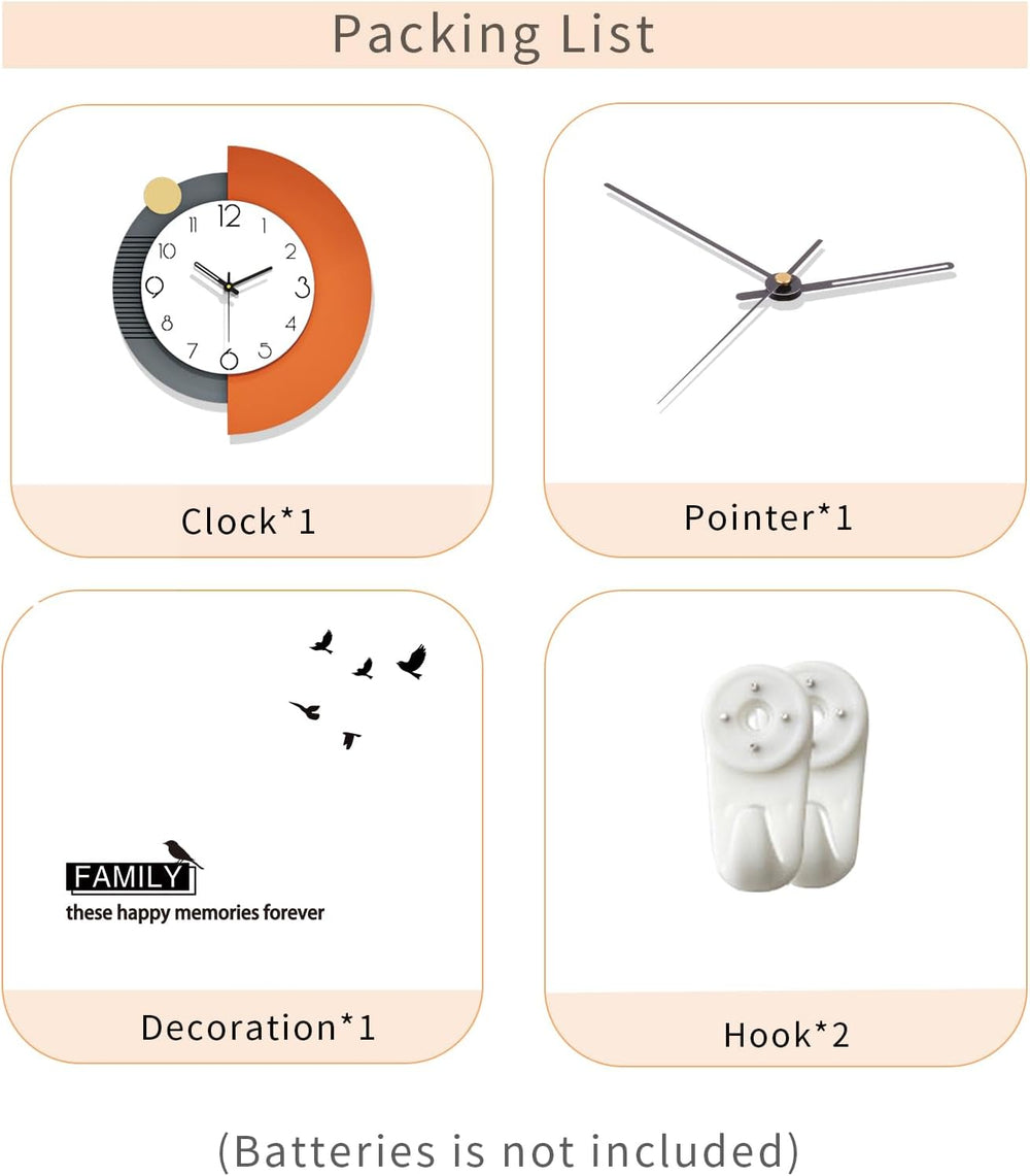FLEBLE Modern Wall Clocks for Living Room Decor Large Decorative Wall Clock