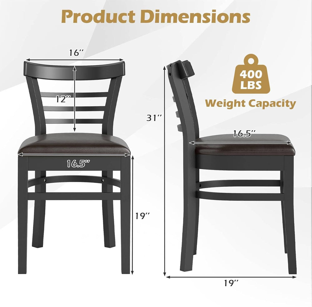 GOFLAME Wooden Dining Chairs Set of 2, PU Leather Upholstered Kitchen Chairs ...