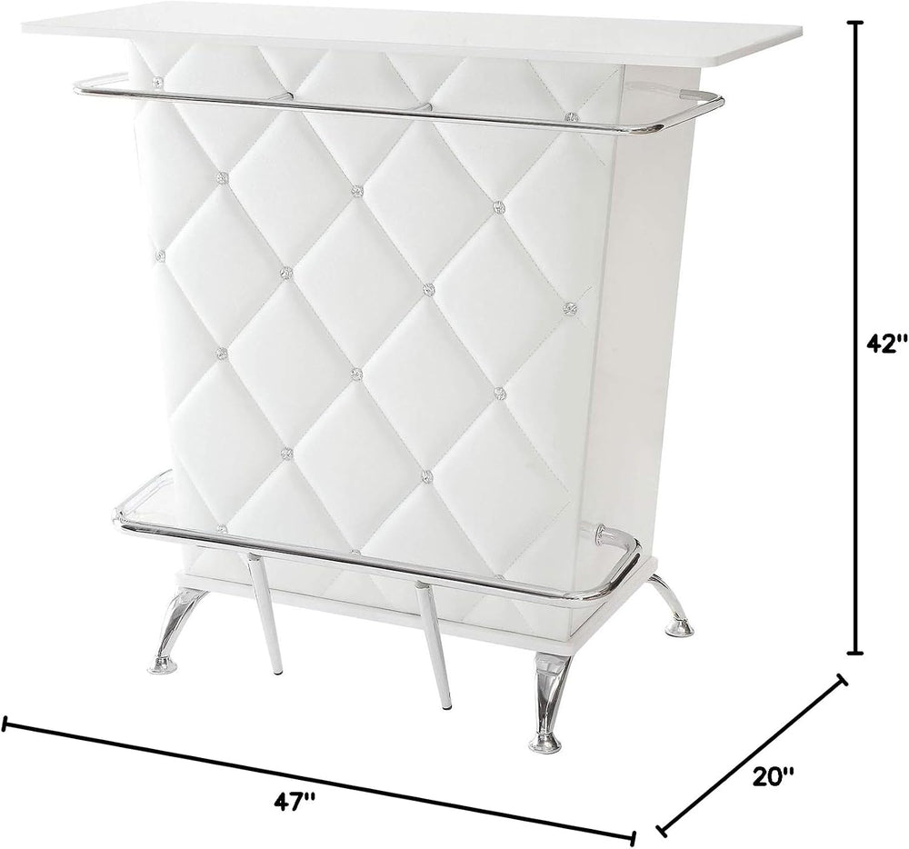 Benzara BM181080 Contemporary Style Leatherette Padded Bar Table with Button ...