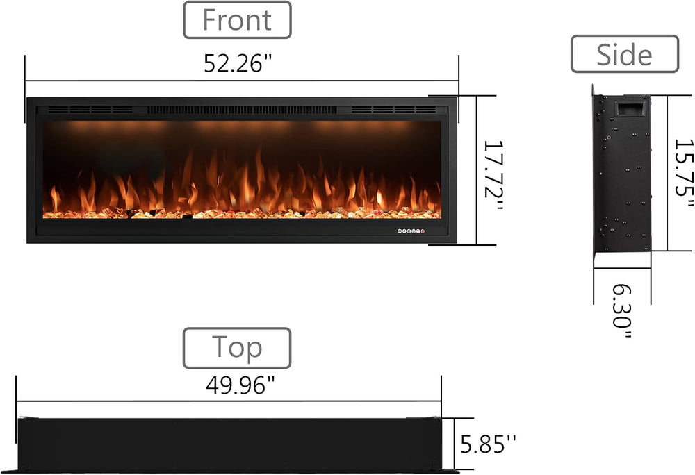 50" WiFi-Enabled Electric Fireplace Insert, APP Smart Control, Wall Moun...