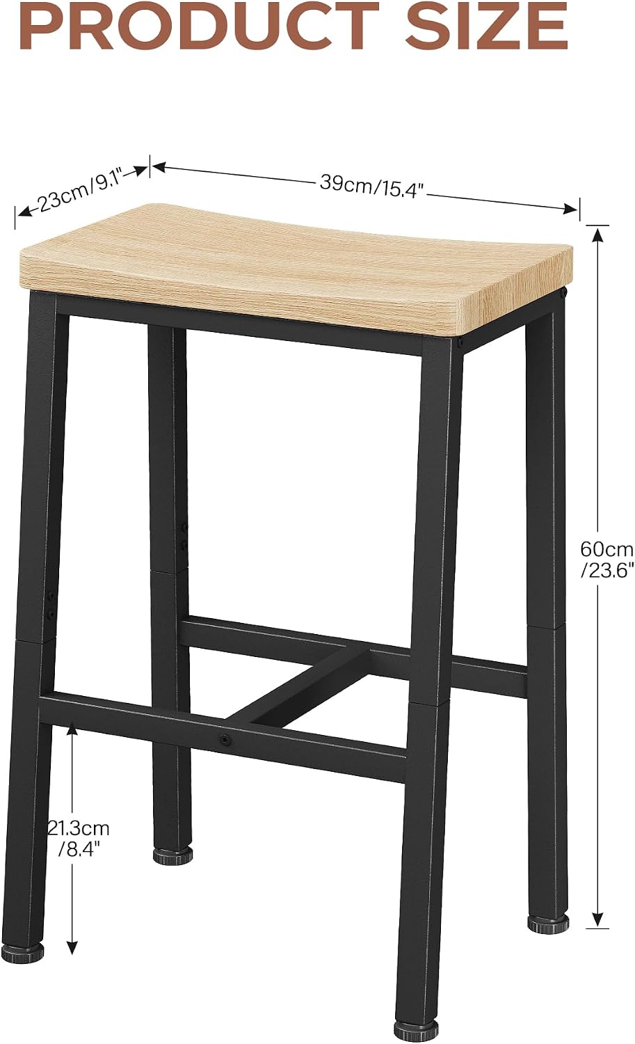 Homeiju Bar Stools, Counter Height Bar Stools Set of 2, 23.6 Inch Saddle Stoo...