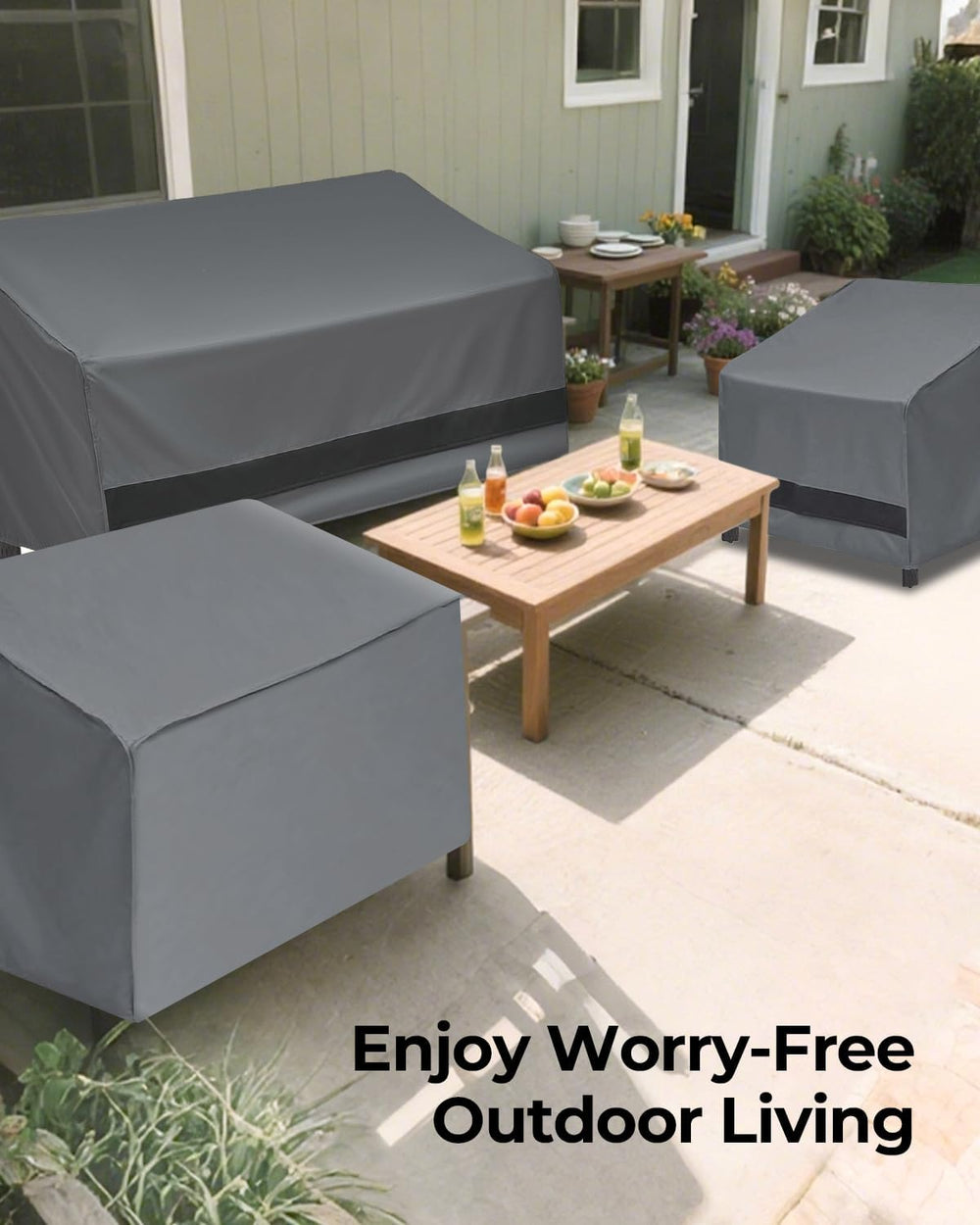 Loriano 3-Piece Patio Furniture Chair Covers Set, Outdoor 600D Heavy-Duty Wat...