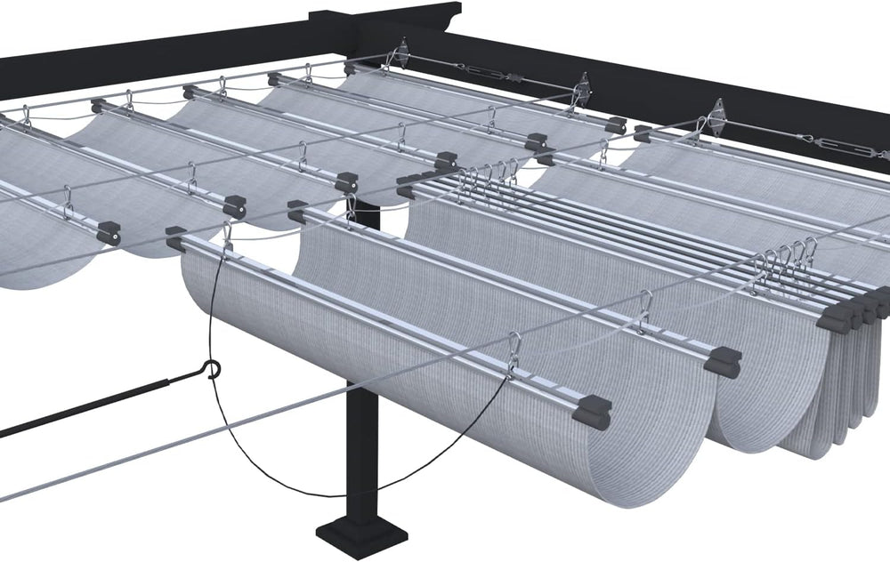 ECOOPTS 3'x12' Retractable Wave Sun Shade Canopy Pergola Cover Shade ...