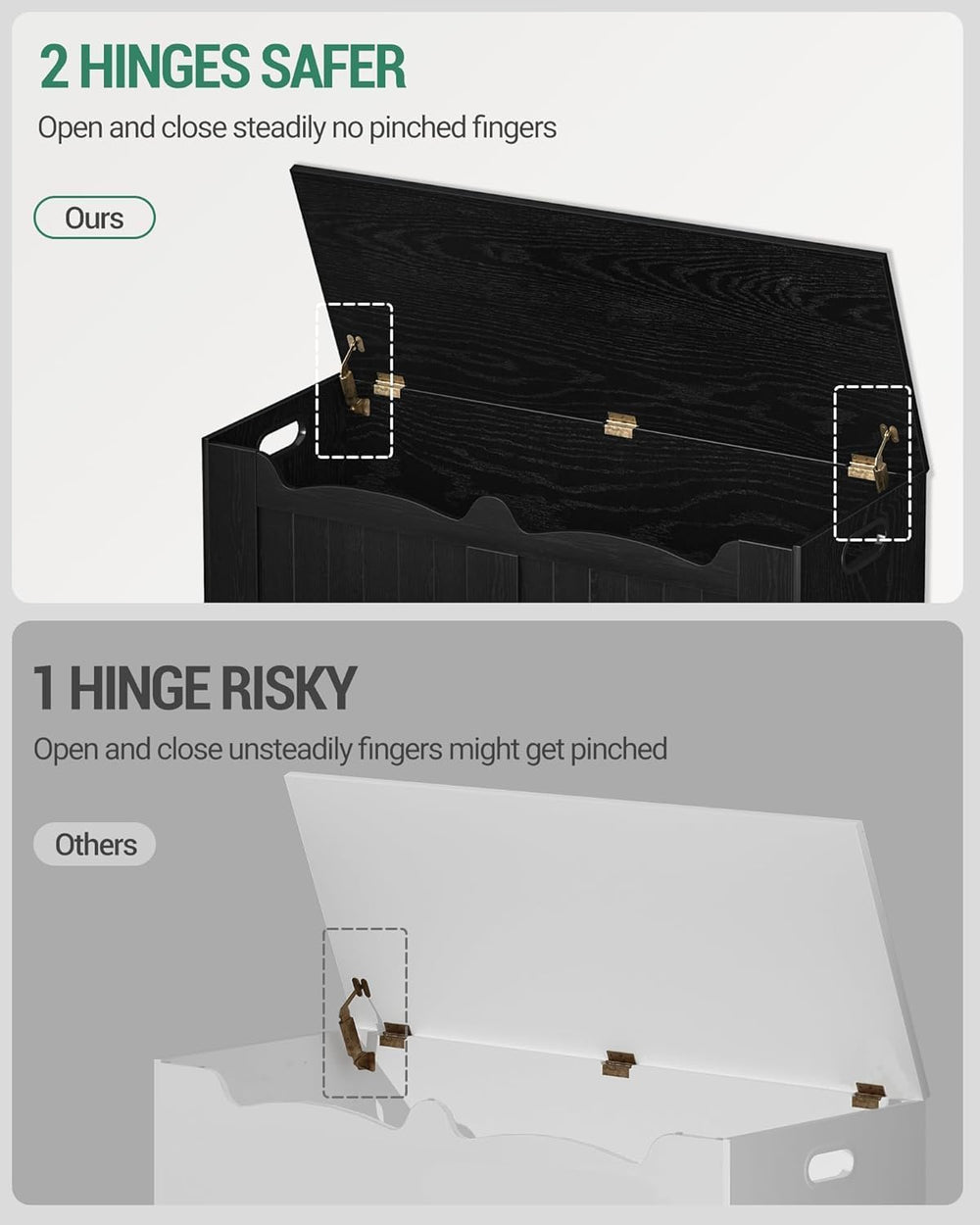 Hzuaneri 43" Farmhouse Storage Chest | 55 Gal | 330lb Seat | Espresso Black