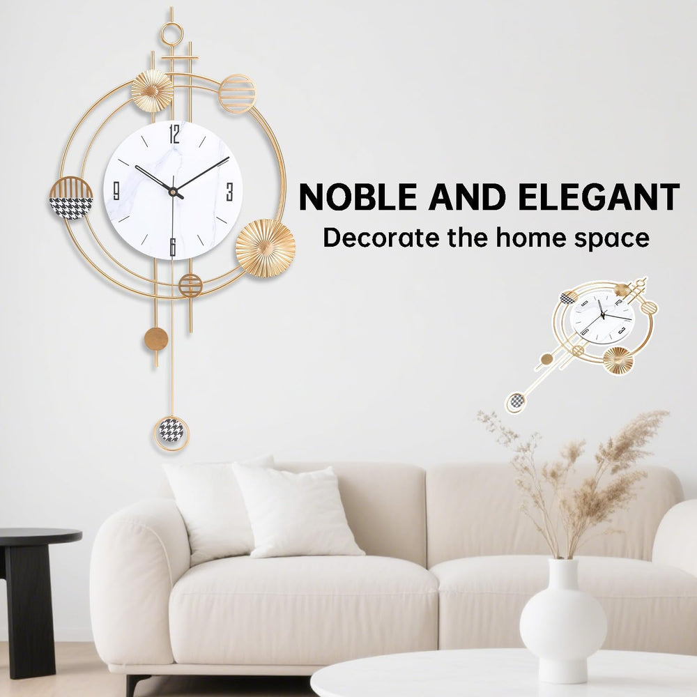 Wall Clock for Living Room, Silent Quality Quartz Battery Operated with Pendu...