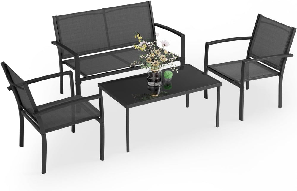 Greesum 4 Pieces Patio Furniture Set, Outdoor Conversation Sets for Patio, La...